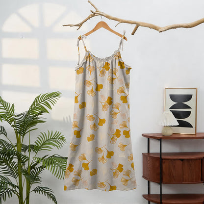 Ginkgo Leaf Tie Strap Lounge Midi Dress - image 81