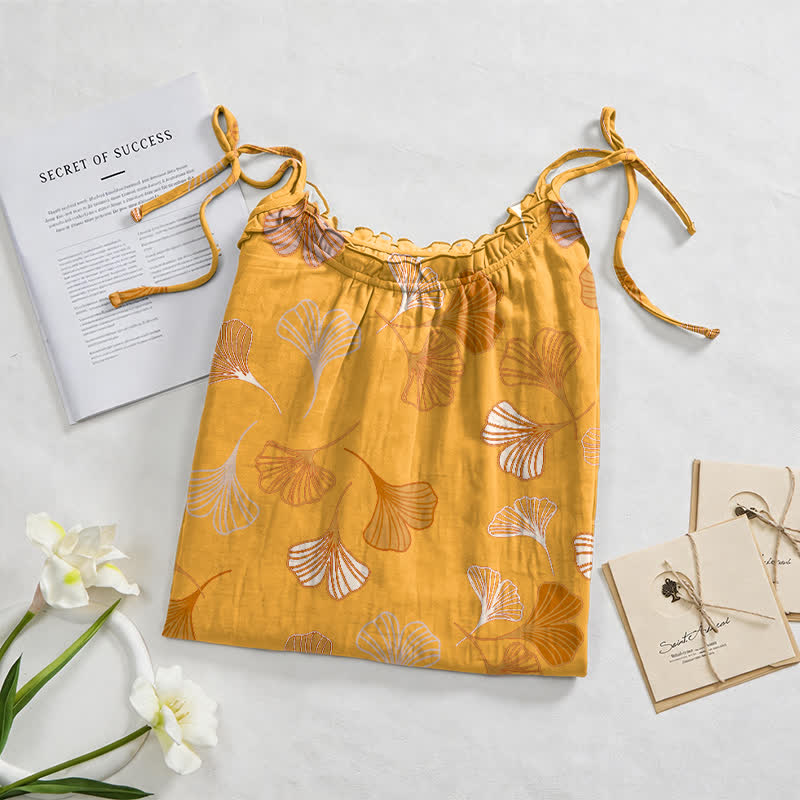 Ginkgo Leaf Tie Strap Lounge Midi Dress - image 62