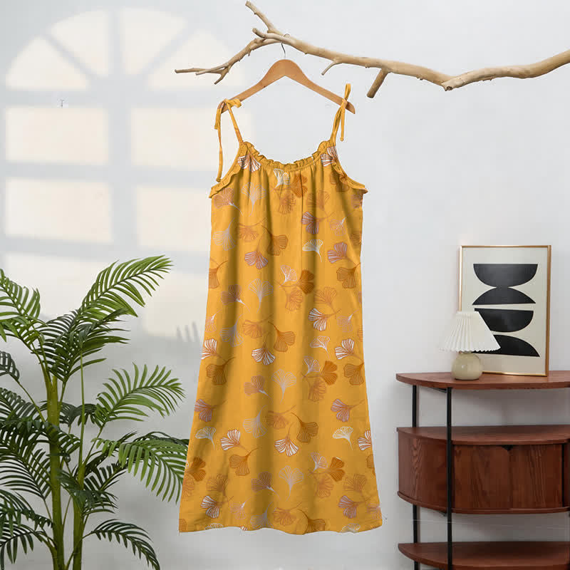 Ginkgo Leaf Tie Strap Lounge Midi Dress - image 61