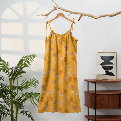 Ginkgo Leaf Tie Strap Lounge Midi Dress - image 61
