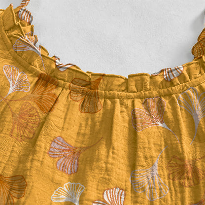 Ginkgo Leaf Tie Strap Lounge Midi Dress - image 63