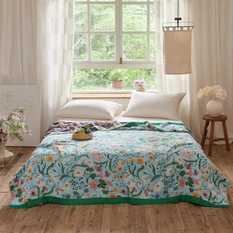Meadow Reversible Cotton Muslin Blanket Quilt - King - image 2