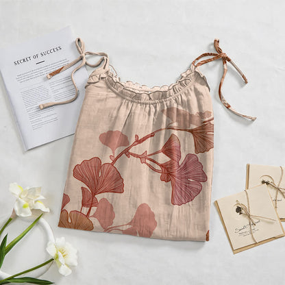 Ginkgo Leaf Tie Strap Maxi Lounge Dress - image 17