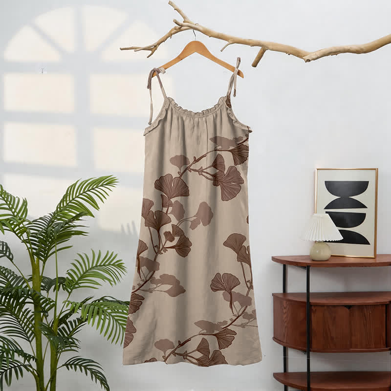 Ginkgo Leaf Tie Strap Maxi Lounge Dress - image 21