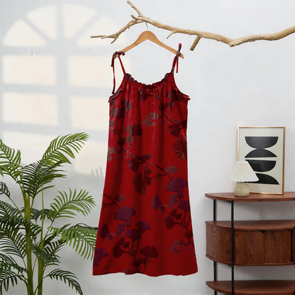 Ginkgo Leaf Tie Strap Maxi Lounge Dress - image 36