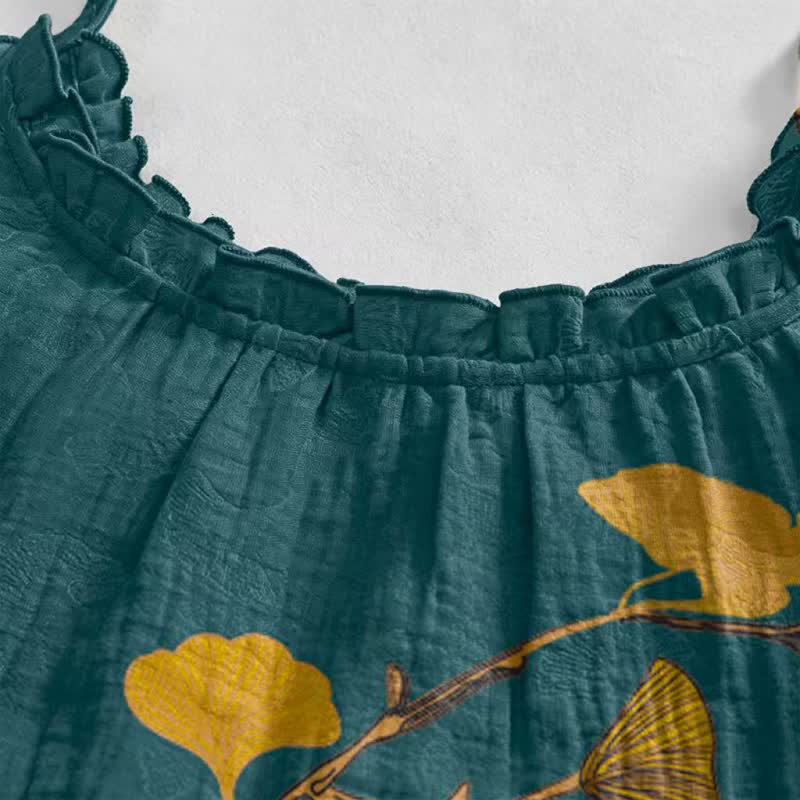 Ginkgo Leaf Tie Strap Maxi Lounge Dress - image 8