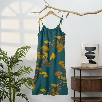 Ginkgo Leaf Tie Strap Maxi Lounge Dress - image 6