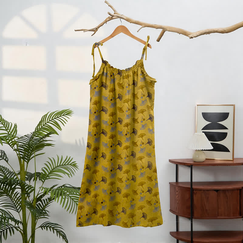 Ginkgo Floral Tie Strap Lounge Dress - image 1