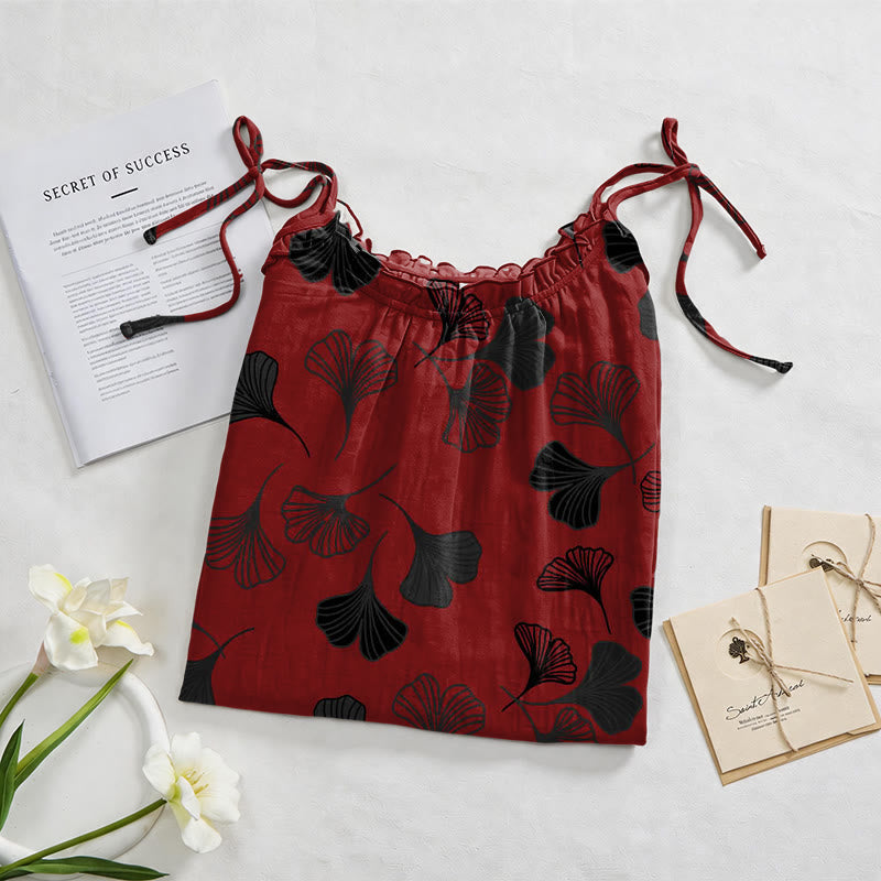 Ginkgo Leaf Tie Strap Lounge Midi Dress - image 53