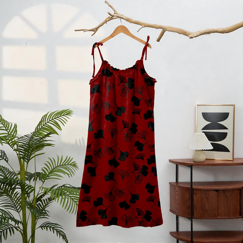 Ginkgo Leaf Tie Strap Lounge Midi Dress - image 51