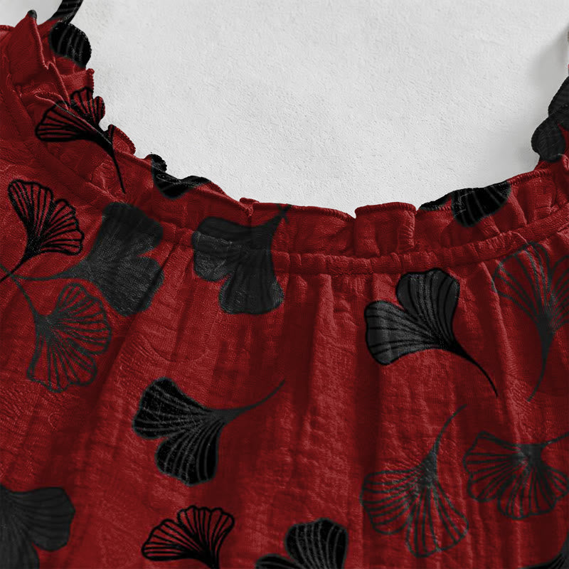 Ginkgo Leaf Tie Strap Lounge Midi Dress - image 52