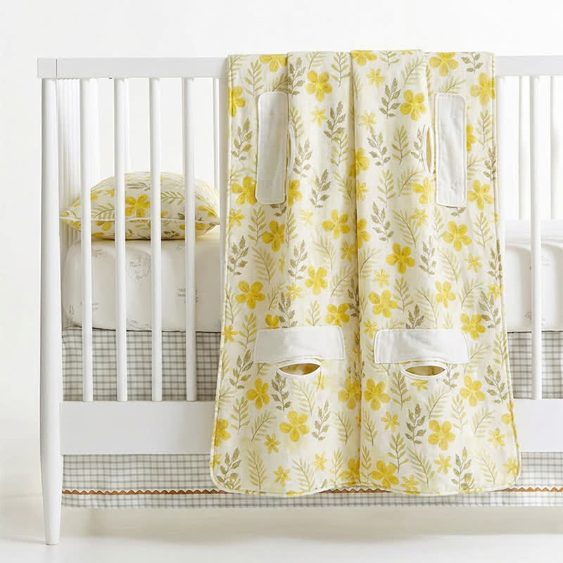 Yellow Floral Cotton Quilted Baby Quilt - image 4