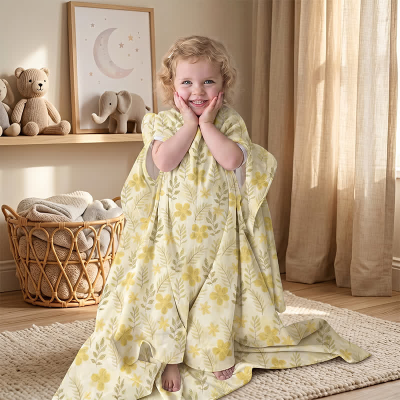 Yellow Floral Cotton Quilted Baby Blanket - image 1