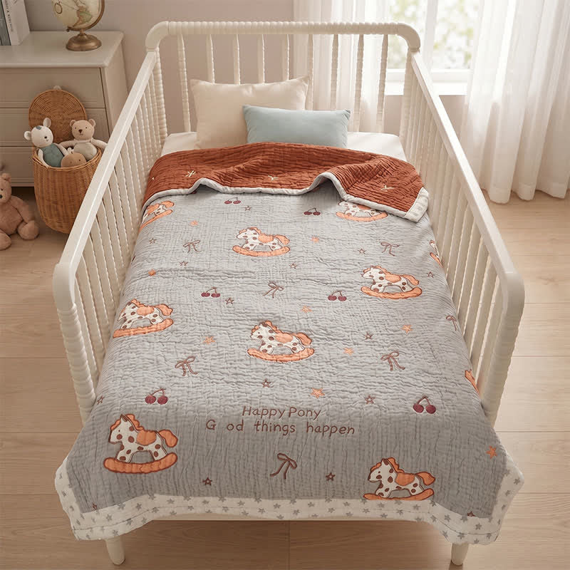 Happy Pony Lyocell Cooling Quilted Baby Blanket - image 2
