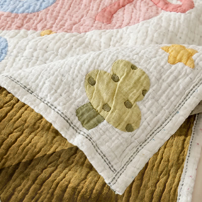 Pastel Elephant Lyocell Quilted Baby Quilt - image 5