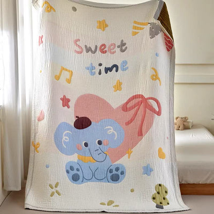 Pastel Elephant Lyocell Quilted Baby Quilt - image 6