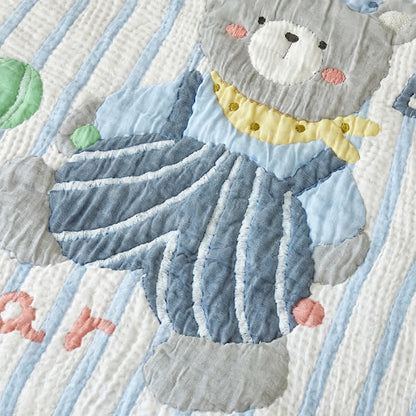 Striped Bear Lyocell Quilted Baby Blanket - image 5