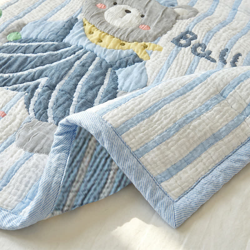 Striped Bear Lyocell Quilted Baby Blanket - image 4