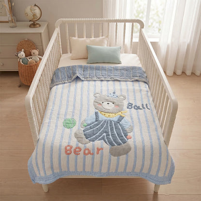 Striped Bear Lyocell Quilted Baby Blanket - image 2