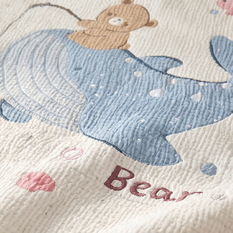 Whale and Bear Lyocell Quilted Baby Quilt - image 5