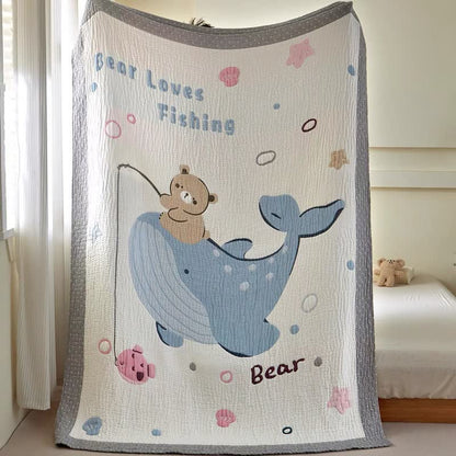 Whale and Bear Lyocell Quilted Baby Blanket - image 6