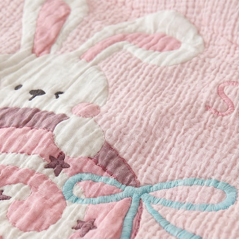 Pink Bunny Strawberry Lyocell Baby Blanket - image 5