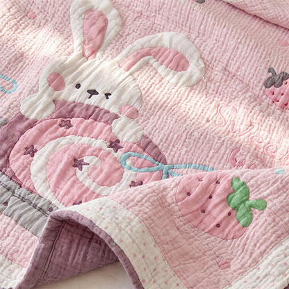 Pink Bunny Strawberry Lyocell Baby Blanket - image 4