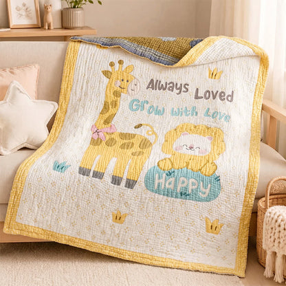 Giraffe and Lion Lyocell Quilted Baby Quilt - image 1