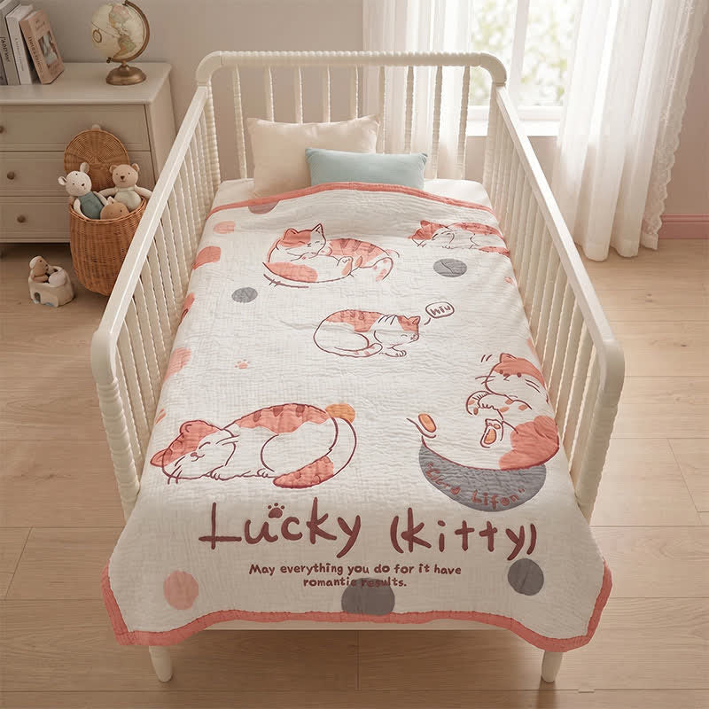 Lucky Kitty Lyocell Quilted Baby Blanket - image 2