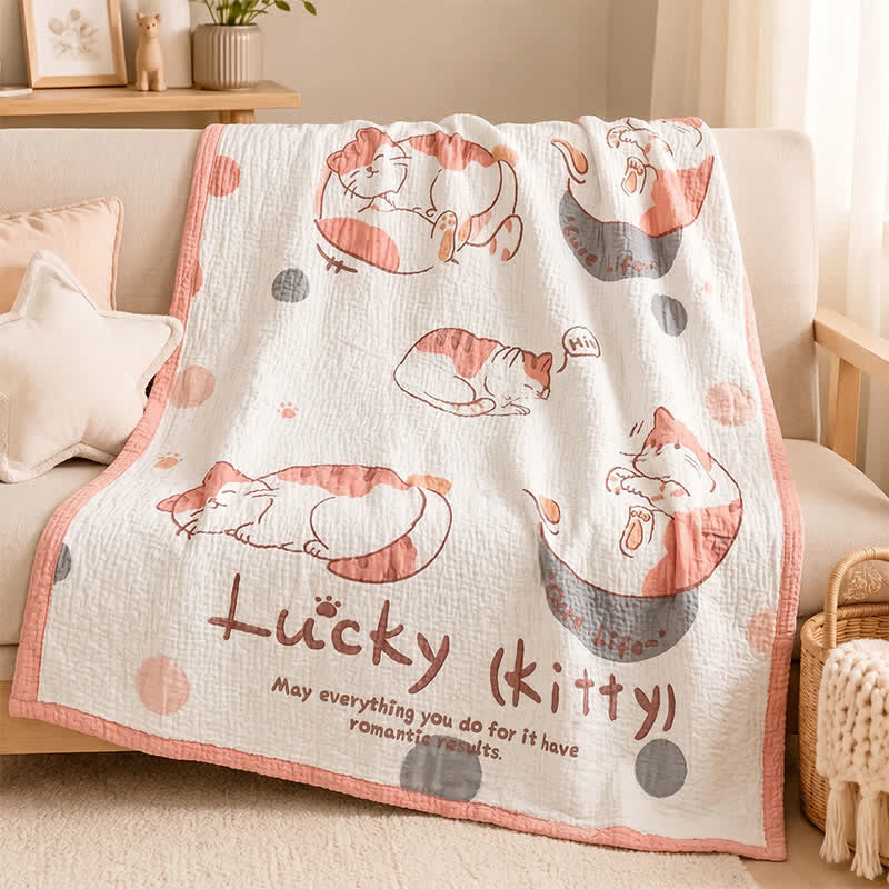 Lucky Kitty Lyocell Quilted Baby Blanket - image 1