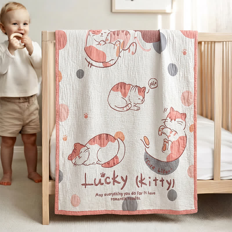 Lucky Kitty Lyocell Quilted Baby Blanket - image 3