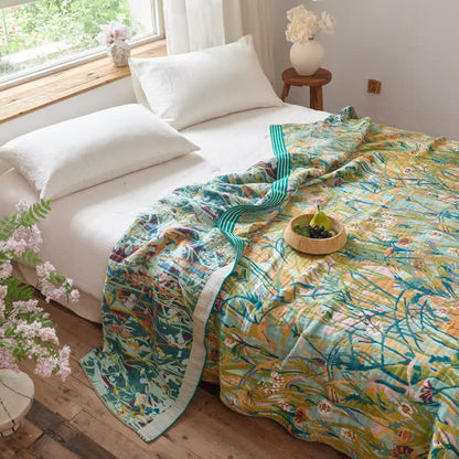 Vintage Iris Field Cotton Jacquard Blanket Quilt - image 3