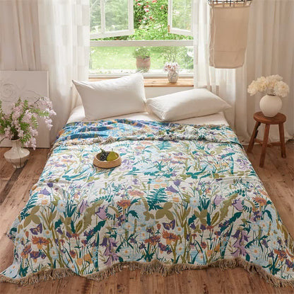 Muslin Botanical Tassel Reversible Blanket Quilt - King - image 2