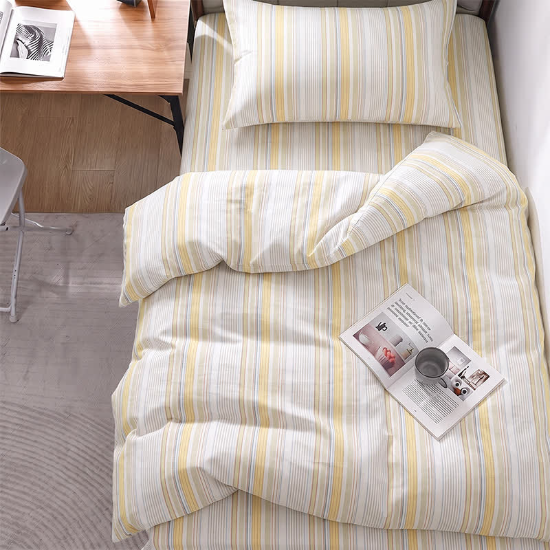Pastel Stripe Twin XL Dorm Bedding Set - Twin XL - Yellow - 3-Piece Duvet Set - image 0