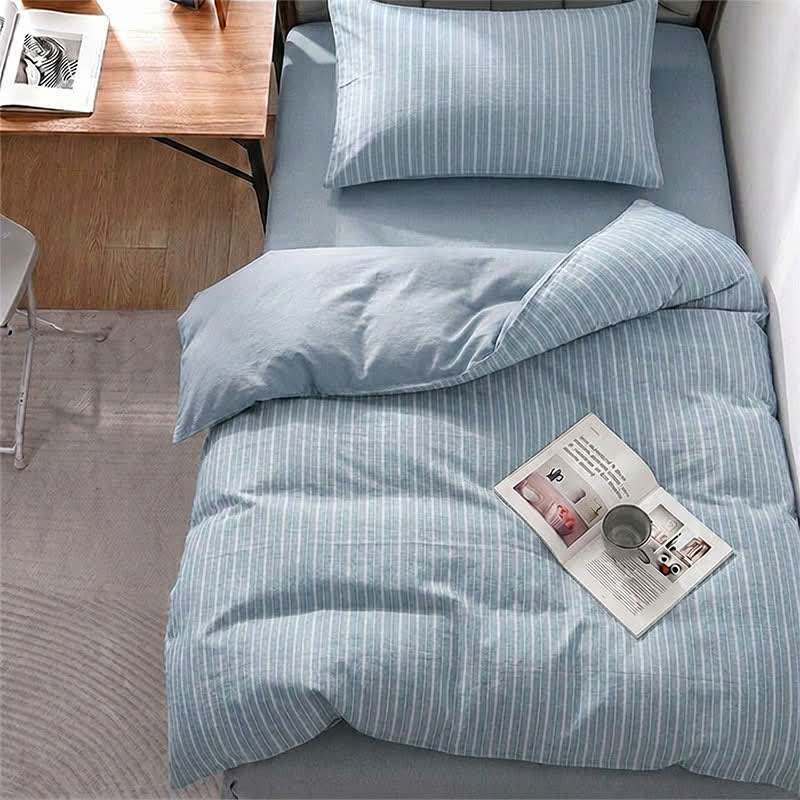 Nordic Stripe Cotton Twin XL Bedding Set - Twin XL - Blue - 3-Piece Duvet Set - image 0