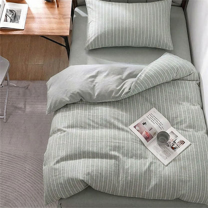 Nordic Stripe Cotton Twin XL Bedding Set - Twin XL - Green - 3-Piece Duvet Set - image 12