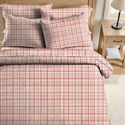 Soft Pink Plaid Twin XL Bedding Set - image 1
