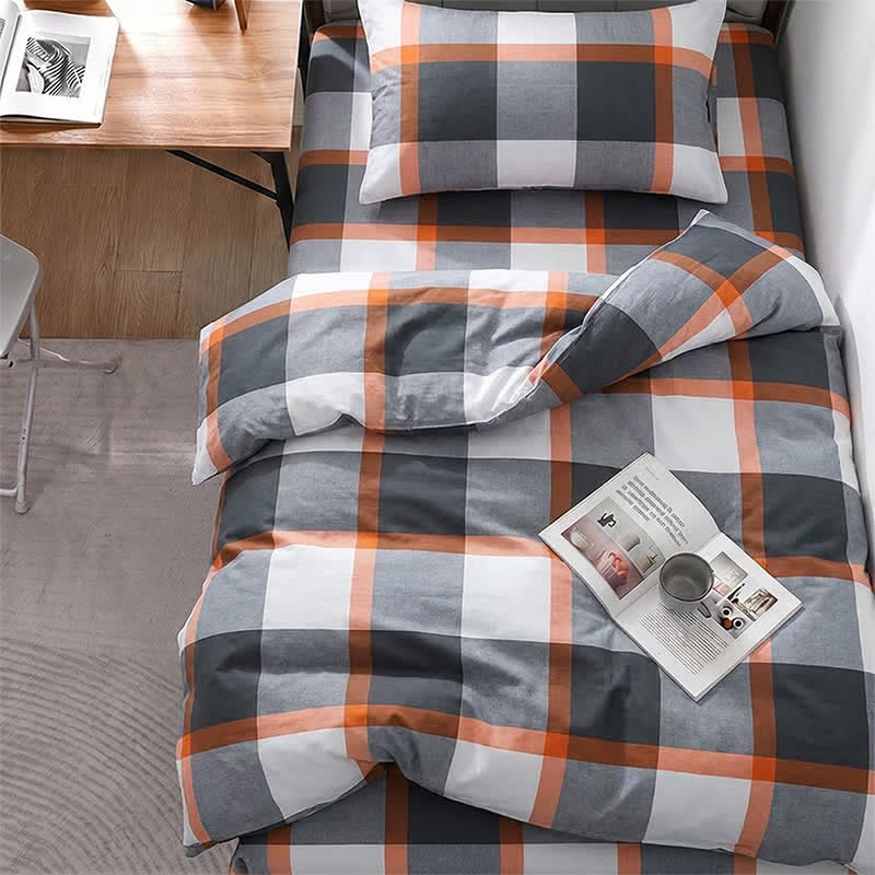 Modern Grey Plaid Twin XL Bedding Set - image 1