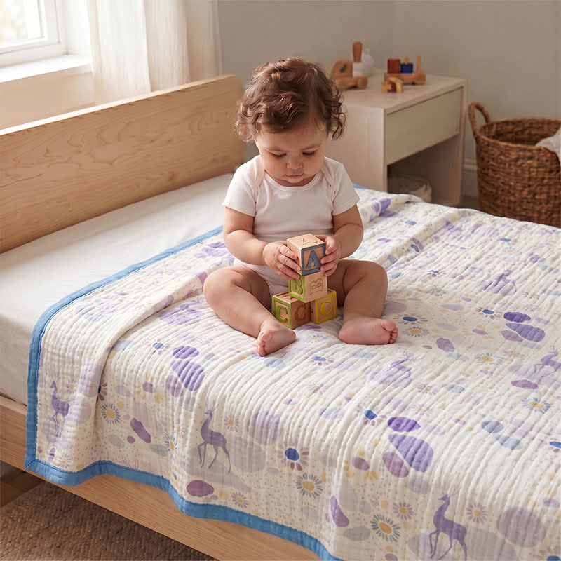 Pastel Bloom Cotton Gauze Blanket - Multicolor - Queen - image 1