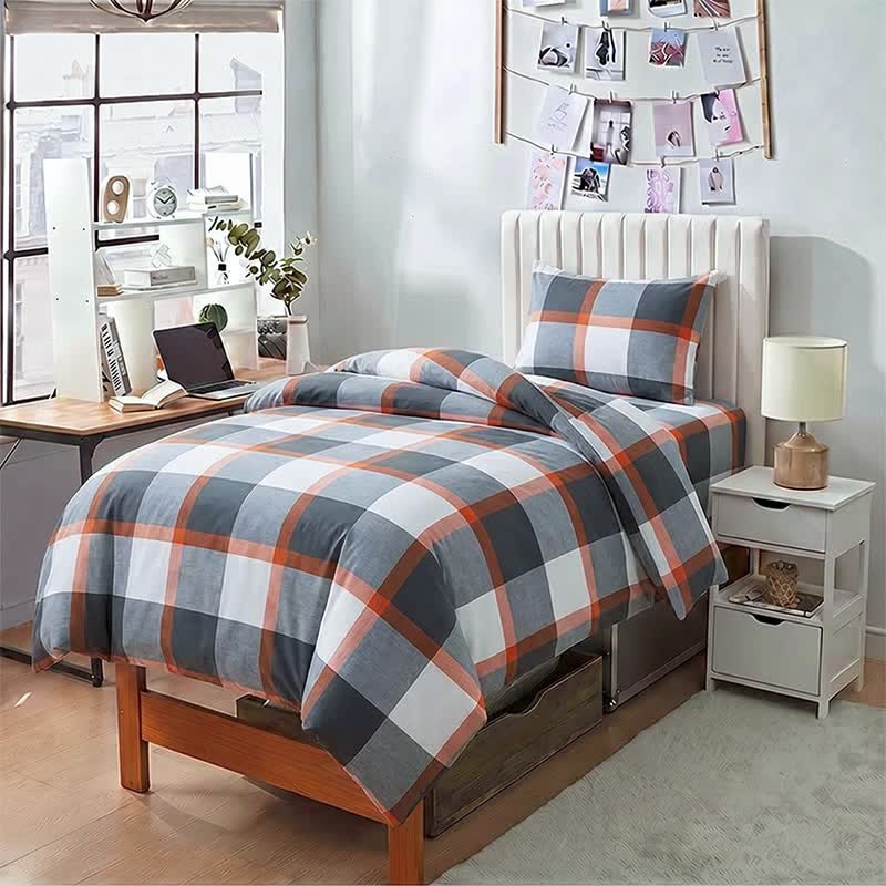 Modern Grey Plaid Twin XL Bedding Set - image 2