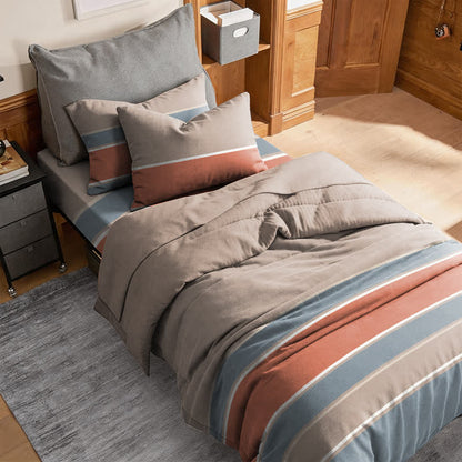 Earth Tone Striped Twin XL Bedding Set - image 2
