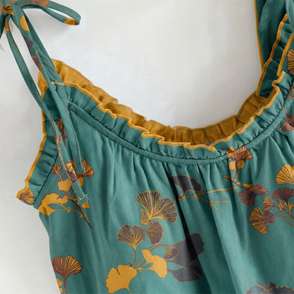 Botanical Leaf Cami & Pants Loungewear Set - image 1