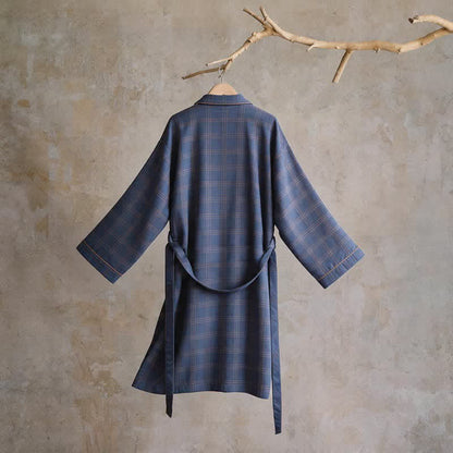 Unisex Style Plaid Cotton Bathrobe - image 2