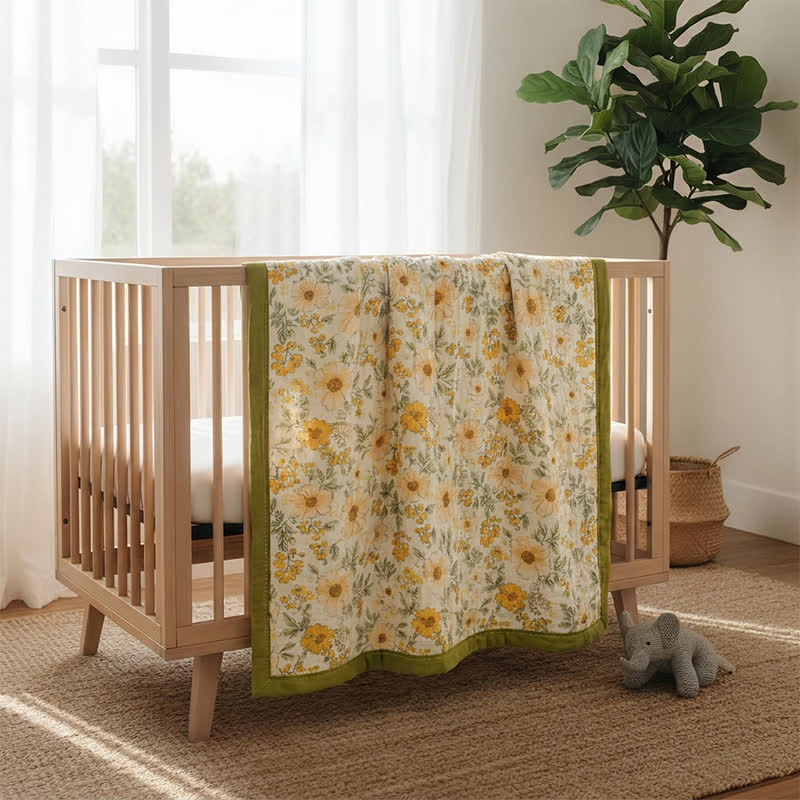 Meadow Bloom Yellow Cotton Gauze Blanket - image 5