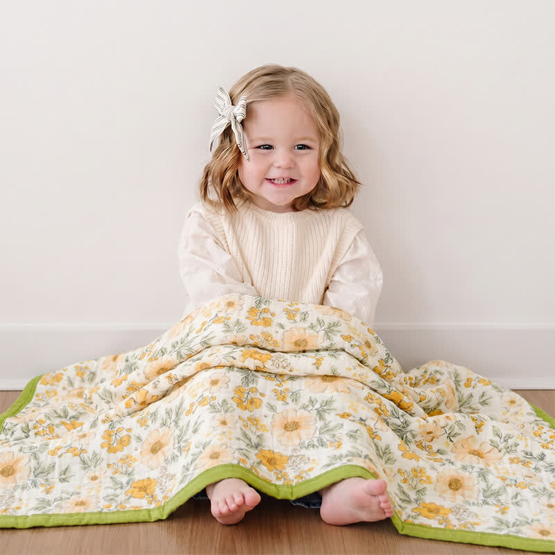 Meadow Bloom Yellow Cotton Gauze Blanket - image 3