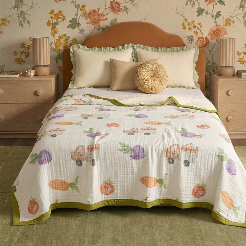 Garden Veggie Print Cotton Gauze Blanket - image 0