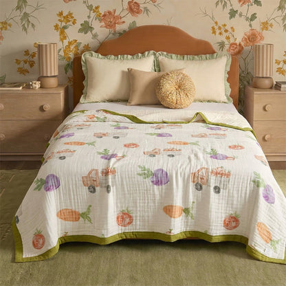Garden Veggie Print Cotton Gauze Blanket - image 0
