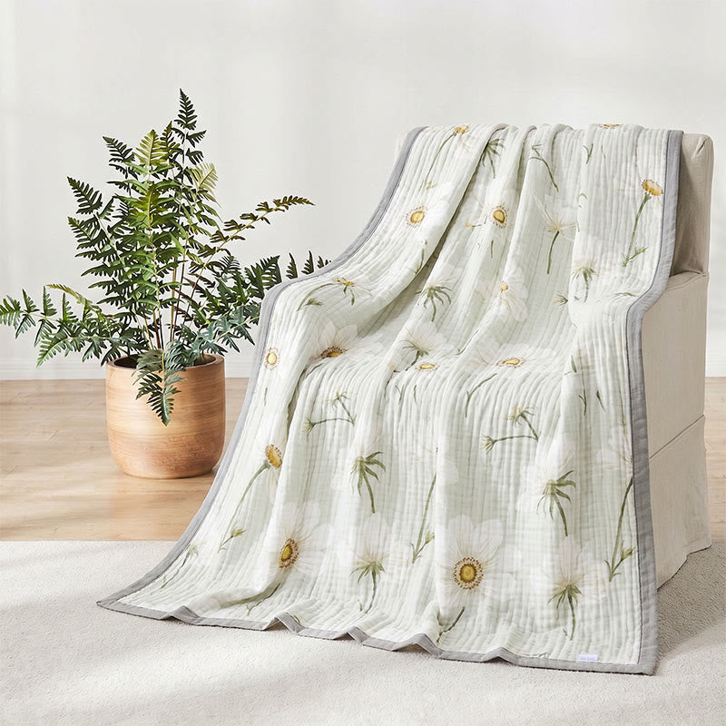 Soft Ivory Sunflower Cotton Blanket - image 2