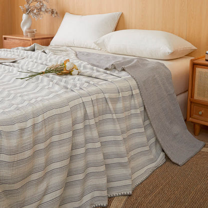 Soft Stripe Reversible Cotton Bedspread - Grey Stripe - 79" × 91" - image 15