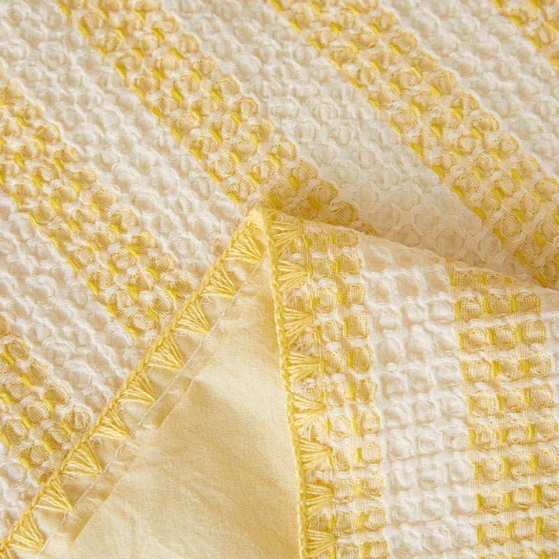 Textured Plaid Woven Bedspread with Scalloped Edge - image 16